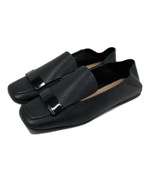 sergio rossi（セルジオロッシ）sergio rossi (セルジオロッシ) スクエアトゥ フラットシューズ ブラック サイズ:SIZE 35の古着・服飾アイテム