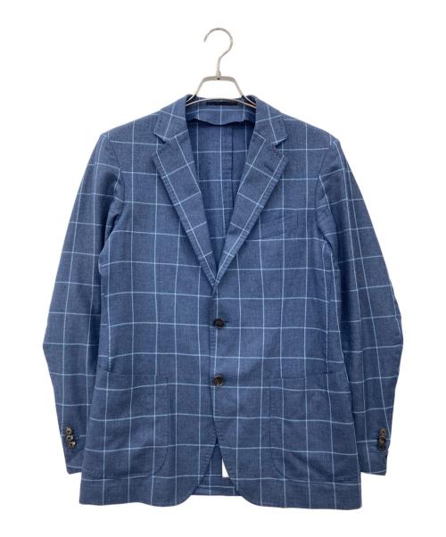 TOMORROW LAND（トゥモローランド）TOMORROW LAND (トゥモローランド) LORO PIANA (ロロピアーナ) シルク・カシミヤ ウィンドウチェック2Bテーラードジャケット ブルー サイズ:R35の古着・服飾アイテム