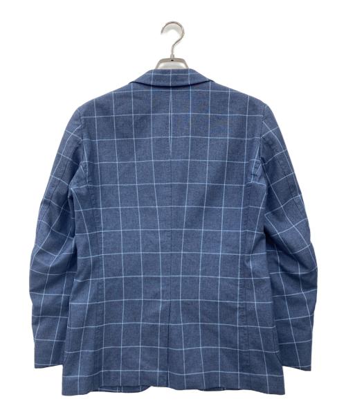 TOMORROW LAND（トゥモローランド）TOMORROW LAND (トゥモローランド) LORO PIANA (ロロピアーナ) シルク・カシミヤ ウィンドウチェック2Bテーラードジャケット ブルー サイズ:R35の古着・服飾アイテム