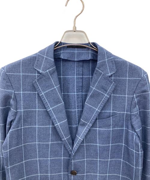 TOMORROW LAND（トゥモローランド）TOMORROW LAND (トゥモローランド) LORO PIANA (ロロピアーナ) シルク・カシミヤ ウィンドウチェック2Bテーラードジャケット ブルー サイズ:R35の古着・服飾アイテム