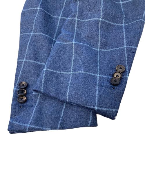 TOMORROW LAND（トゥモローランド）TOMORROW LAND (トゥモローランド) LORO PIANA (ロロピアーナ) シルク・カシミヤ ウィンドウチェック2Bテーラードジャケット ブルー サイズ:R35の古着・服飾アイテム