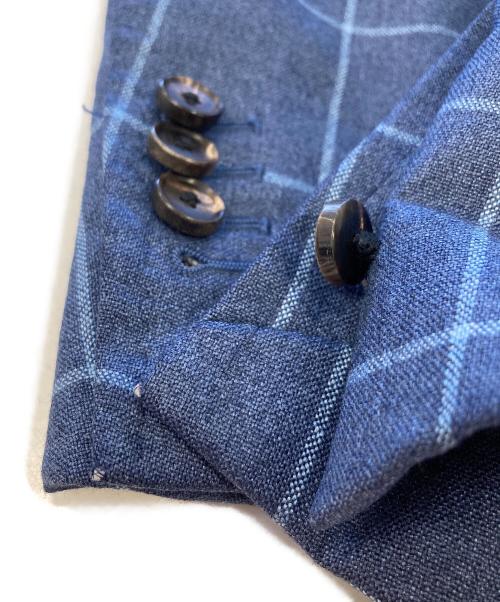 TOMORROW LAND（トゥモローランド）TOMORROW LAND (トゥモローランド) LORO PIANA (ロロピアーナ) シルク・カシミヤ ウィンドウチェック2Bテーラードジャケット ブルー サイズ:R35の古着・服飾アイテム