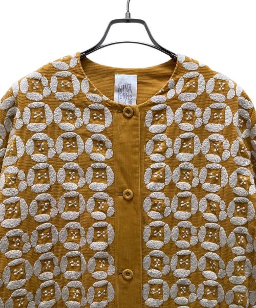 mina perhonen（ミナ ペルホネン）mina perhonen (ミナ ペルホネン) DEAR エンブロイダリー ノーカラー コート イエロー サイズ:38の古着・服飾アイテム