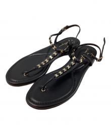 Salvatore Ferragamo（サルヴァトーレ フェラガモ）の古着「ヴァラ装飾Tストラップサンダル」｜ブラック