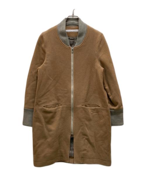 NO CONTROL AIR（ノーコントロールエアー）NO CONTROL AIR (ノーコントロールエアー) リブカラーダブルジップウールコート ベージュ サイズ:N38の古着・服飾アイテム