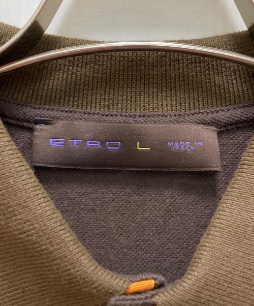 ETRO（エトロ）ETRO (エトロ) ラインデザインポロシャツ カーキ サイズ:L 未使用品の古着・服飾アイテム