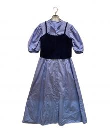 BLUE LABEL CRESTBRIDGE（ブルーレーベルクレストブリッジ）の古着「ニットビスチェシャツドレス」｜ブルー