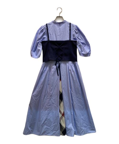 BLUE LABEL CRESTBRIDGE（ブルーレーベルクレストブリッジ）BLUE LABEL CRESTBRIDGE (ブルーレーベルクレストブリッジ) ニットビスチェシャツドレス ブルー サイズ:38の古着・服飾アイテム