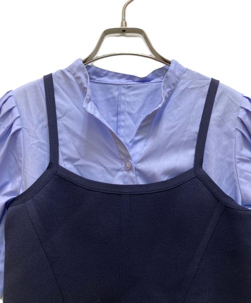 BLUE LABEL CRESTBRIDGE（ブルーレーベルクレストブリッジ）BLUE LABEL CRESTBRIDGE (ブルーレーベルクレストブリッジ) ニットビスチェシャツドレス ブルー サイズ:38の古着・服飾アイテム
