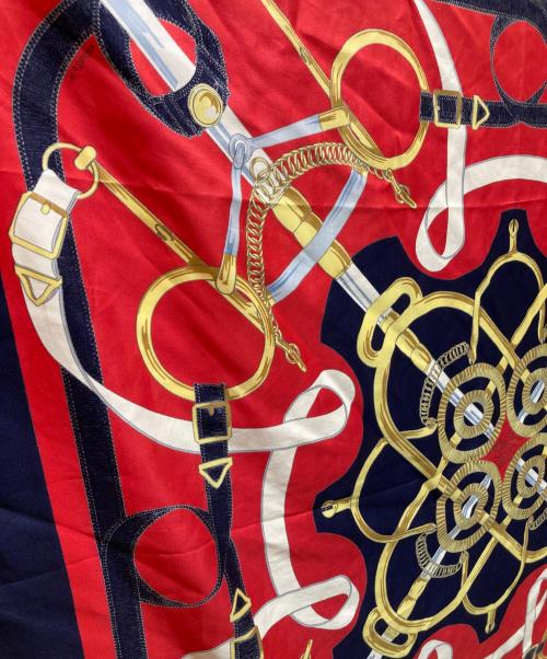 HERMES（エルメス）HERMES (エルメス) シルクスカーフ レッド×ネイビーの古着・服飾アイテム