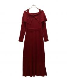 PROPORTION BODY DRESSING（プロポーションボディドレッシング）の古着「オフショルリブニットワンピース」｜レッド