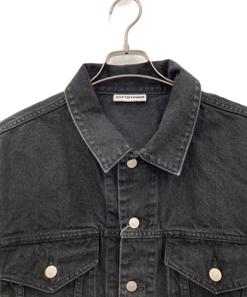 SOFTHYPHEN（ソフトハイフン）SOFTHYPHEN (ソフトハイフン) TUCKED DETAIL DENIM JACKET ブラック サイズ:4 未使用品の古着・服飾アイテム