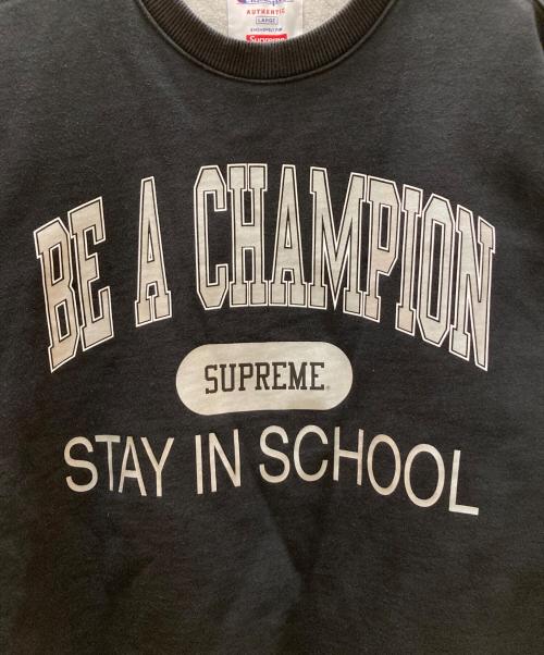 SUPREME（シュプリーム）Supreme (シュプリーム) Champion (チャンピオン) コラボ Stay In School クルーネックスウェット ブラック サイズ:Ⅼの古着・服飾アイテム