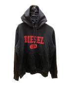 DIESELディーゼル）の古着「ロゴプリントプルオーバーパーカー」｜ブラック