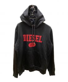DIESEL（ディーゼル）の古着「ロゴプリントプルオーバーパーカー」｜ブラック
