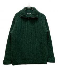 AURALEE（オーラリー）の古着「ウール・アルパカ ミックス ジップタートルネックニット」｜グリーン(TOP MIX GREEN)