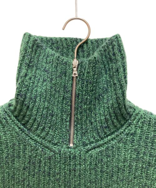 AURALEE（オーラリー）AURALEE (オーラリー) ウール・アルパカ ミックス ジップタートルネックニット グリーン(TOP MIX GREEN) サイズ:4の古着・服飾アイテム