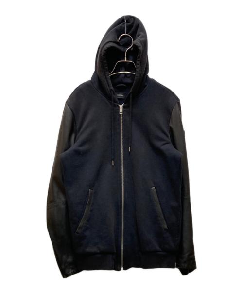 DIESEL（ディーゼル）DIESEL (ディーゼル) ラムレザースリーブジップパーカー ブラック サイズ:Sの古着・服飾アイテム
