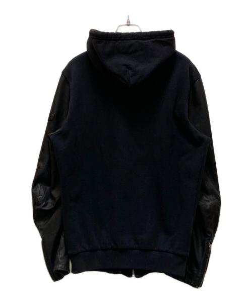 DIESEL（ディーゼル）DIESEL (ディーゼル) ラムレザースリーブジップパーカー ブラック サイズ:Sの古着・服飾アイテム
