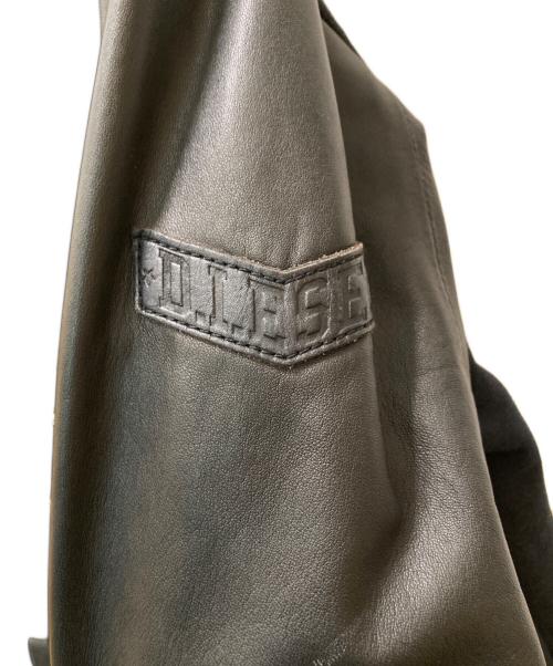 DIESEL（ディーゼル）DIESEL (ディーゼル) ラムレザースリーブジップパーカー ブラック サイズ:Sの古着・服飾アイテム