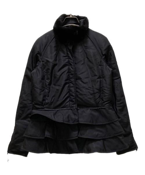 VALENTINO（ヴァレンティノ）VALENTINO (ヴァレンティノ) ミンクファーフリルダウンジャケット ブラック サイズ:6の古着・服飾アイテム