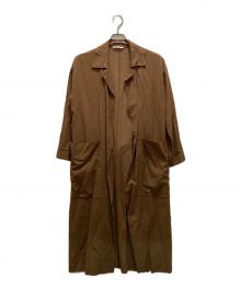 PLAIN PEOPLE（プレインピープル）の古着「張り感コットン ビッグシルエット シャツカーディガン」｜ブラウン