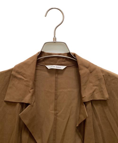 PLAIN PEOPLE（プレインピープル）PLAIN PEOPLE (プレインピープル) 張り感コットン ビッグシルエット シャツカーディガン ブラウン サイズ:3の古着・服飾アイテム