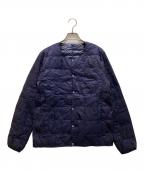 TAIONタイオン）の古着「ノーカラーインナーダウンジャケット」｜ネイビー