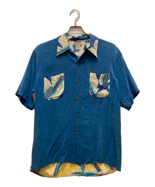 AVANTI（アヴァンティ）AVANTI (アヴァンティ) バックデザインシルクアロハシャツ ブルー サイズ:Sの古着・服飾アイテム