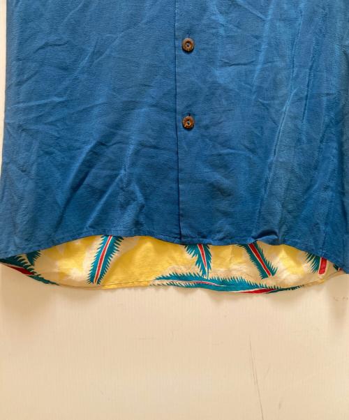 AVANTI（アヴァンティ）AVANTI (アヴァンティ) バックデザインシルクアロハシャツ ブルー サイズ:Sの古着・服飾アイテム