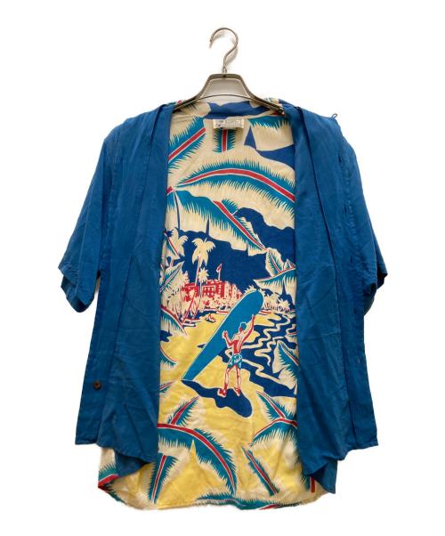 AVANTI（アヴァンティ）AVANTI (アヴァンティ) バックデザインシルクアロハシャツ ブルー サイズ:Sの古着・服飾アイテム