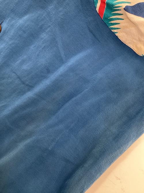 AVANTI（アヴァンティ）AVANTI (アヴァンティ) バックデザインシルクアロハシャツ ブルー サイズ:Sの古着・服飾アイテム