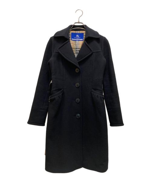BURBERRY BLUE LABEL（バーバリー ブルー レーベル）BURBERRY BLUE LABEL (バーバリー ブルー レーベル) 裏ノバチェックアンゴラ混チェスターコート ブラック サイズ:38の古着・服飾アイテム