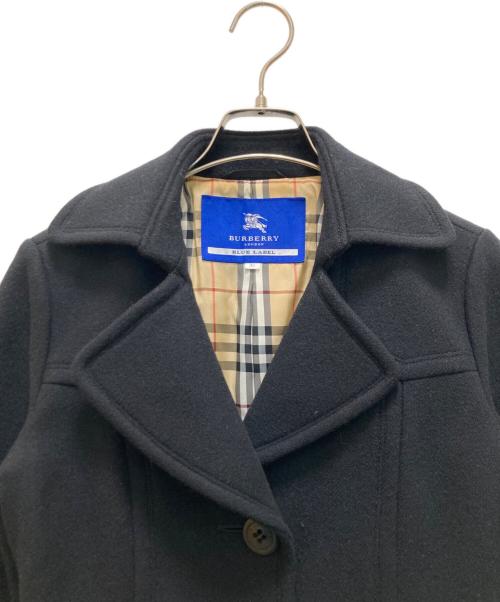 BURBERRY BLUE LABEL（バーバリー ブルー レーベル）BURBERRY BLUE LABEL (バーバリー ブルー レーベル) 裏ノバチェックアンゴラ混チェスターコート ブラック サイズ:38の古着・服飾アイテム