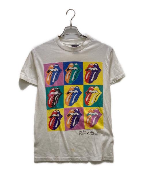 ROLLING STONES（ローリングストーンズ）ROLLING STONES (ローリングストーンズ) 80's ヴィンテージロゴプリントTシャツ ホワイト サイズ:Mの古着・服飾アイテム