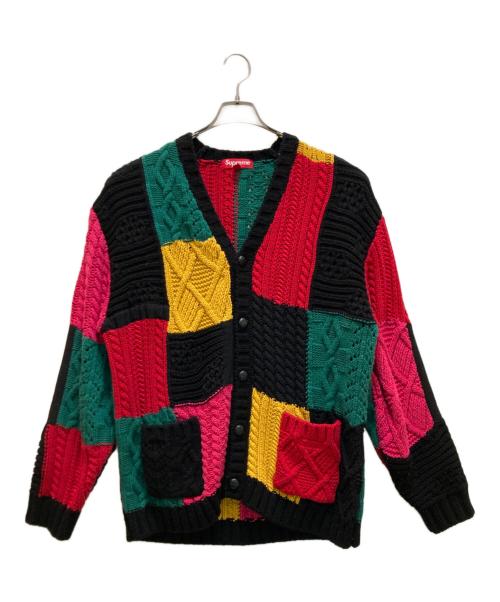 SUPREME（シュプリーム）SUPREME (シュプリーム) パッチワーク ケーブルニット カーディガン マルチカラー サイズ:Lの古着・服飾アイテム