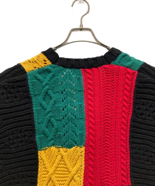 SUPREME（シュプリーム）SUPREME (シュプリーム) パッチワーク ケーブルニット カーディガン マルチカラー サイズ:Lの古着・服飾アイテム