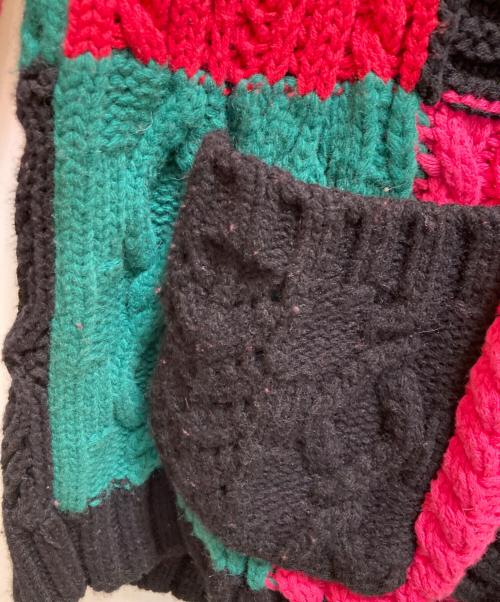 SUPREME（シュプリーム）SUPREME (シュプリーム) パッチワーク ケーブルニット カーディガン マルチカラー サイズ:Lの古着・服飾アイテム