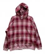 A BATHING APEアベイシングエイプ）の古着「ダブルジップチェックパーカー」｜ピンク