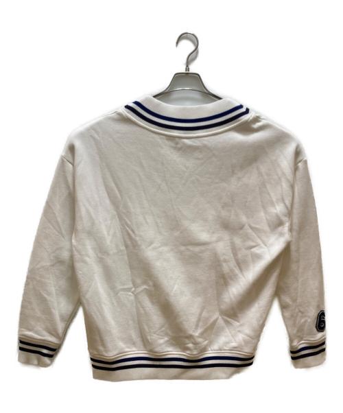 POLO RALPH LAUREN（ポロ・ラルフローレン）POLO RALPH LAUREN (ポロ・ラルフローレン) PワッペンVネックスウエット ホワイト×ネイビー サイズ:Lの古着・服飾アイテム