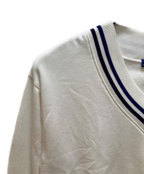 POLO RALPH LAUREN（ポロ・ラルフローレン）POLO RALPH LAUREN (ポロ・ラルフローレン) PワッペンVネックスウエット ホワイト×ネイビー サイズ:Lの古着・服飾アイテム