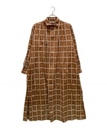 ICHI Antiquites（イチアンティークス）の古着「チェックシャツワンピース」｜ブラウン