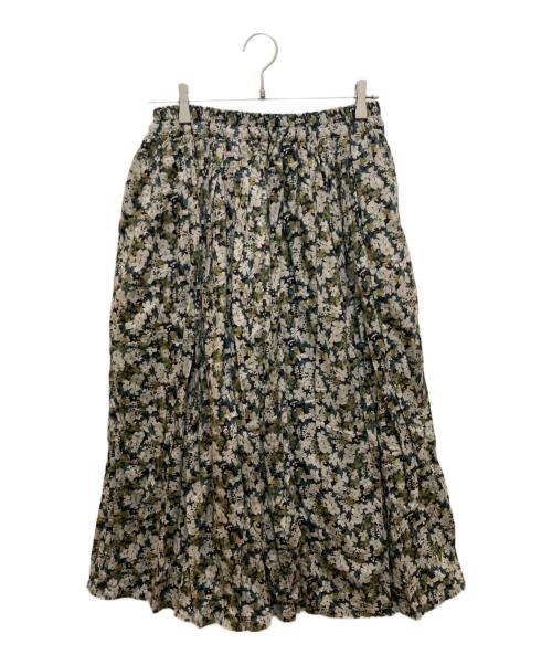 ichi（イチ）ichi (イチ) 花柄スカート ベージュ×グリーン サイズ:Lの古着・服飾アイテム