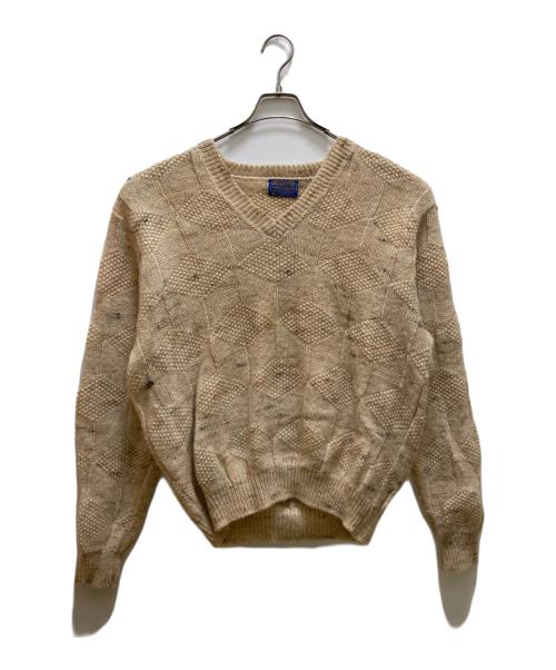 PENDLETON（ペンドルトン）PENDLETON (ペンドルトン) 70s Vネックニット ベージュ サイズ:Ｌの古着・服飾アイテム