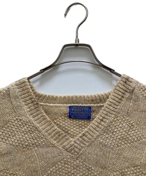 PENDLETON（ペンドルトン）PENDLETON (ペンドルトン) 70s Vネックニット ベージュ サイズ:Ｌの古着・服飾アイテム