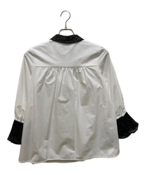 UNITED ARROWS（ユナイテッドアローズ）UNITED ARROWS (ユナイテッドアローズ) オーガンジーカフス ブラウス ホワイト×ブラック サイズ:不明の古着・服飾アイテム