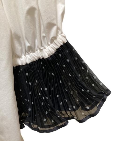 UNITED ARROWS（ユナイテッドアローズ）UNITED ARROWS (ユナイテッドアローズ) オーガンジーカフス ブラウス ホワイト×ブラック サイズ:不明の古着・服飾アイテム