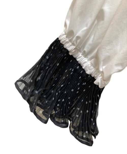 UNITED ARROWS（ユナイテッドアローズ）UNITED ARROWS (ユナイテッドアローズ) オーガンジーカフス ブラウス ホワイト×ブラック サイズ:不明の古着・服飾アイテム