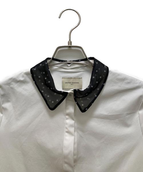 UNITED ARROWS（ユナイテッドアローズ）UNITED ARROWS (ユナイテッドアローズ) オーガンジーカフス ブラウス ホワイト×ブラック サイズ:不明の古着・服飾アイテム