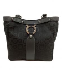 Salvatore Ferragamo（サルヴァトーレ フェラガモ）の古着「ガンチーニ キャンバス トートバッグ」｜ブラック